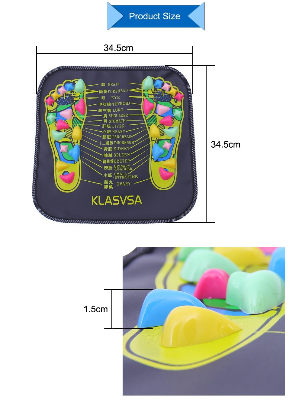 Reflexology Foot Massage Pad Cobblestone Walk Massager Mat Pain Relief Health Care Acupressure Mat - Big Bear Peak