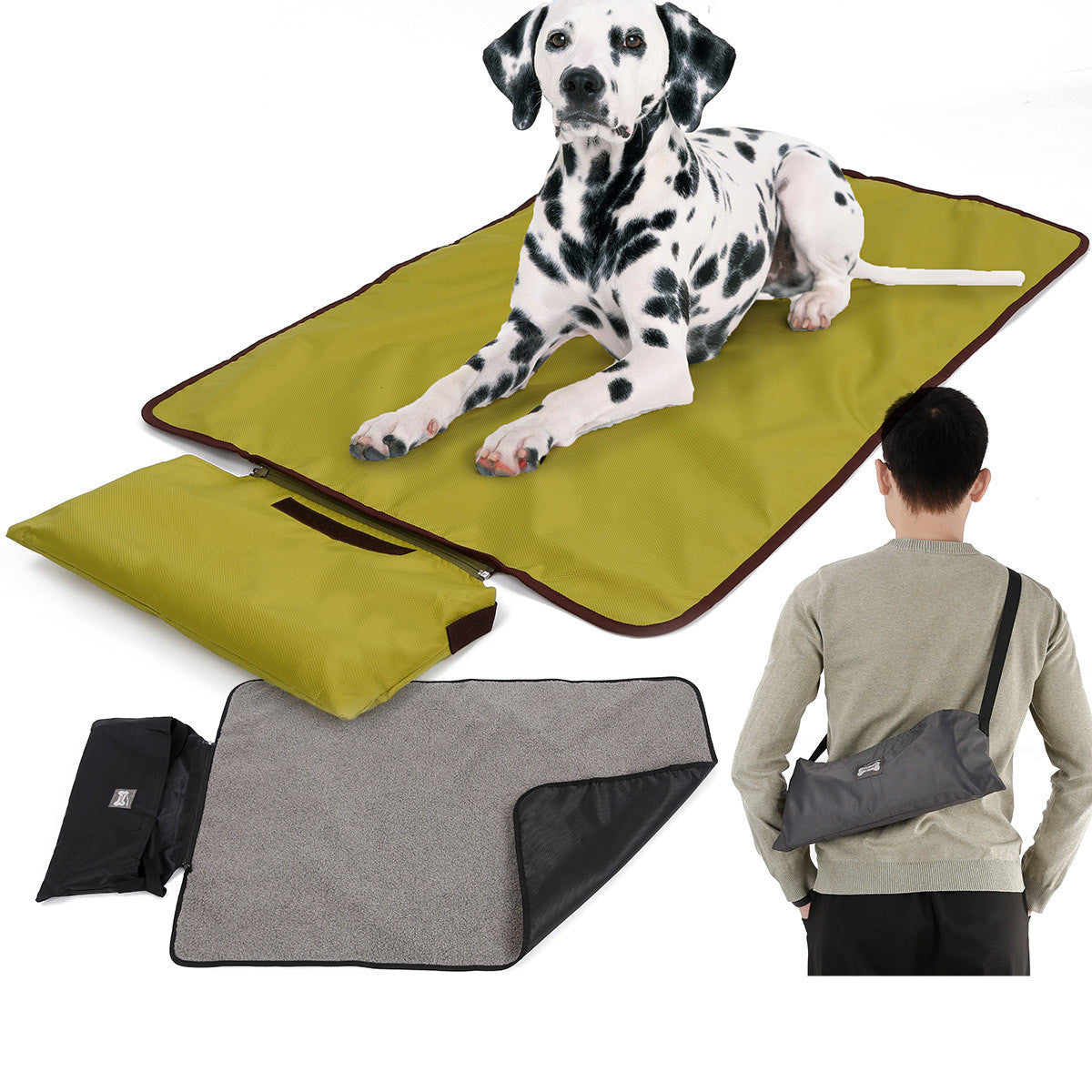Green Cashmere Outdoor Pet Blanket Folding Storage Portable Waterproof Warmth Dog Cat Products - Big Bear Peak