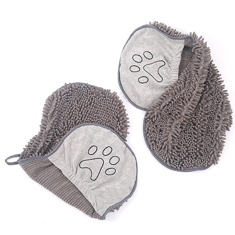 Pet Scrubbing Towel For Cats And Gloved Bath Towels - Big Bear Peak